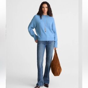 Madewell CloudSoft Drop-Shoulder Crewneck Sweater Blue Size Small